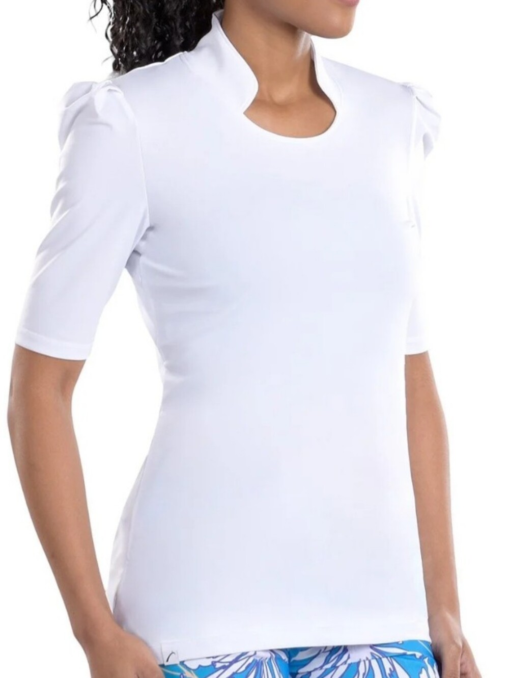 NWT! SwingDish East Hampton KALI. Mid-sleeve blouse. Puff Sleeves. White. Large